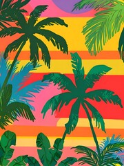 Sticker - Tropical Sunset Illustration