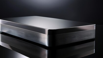 Sleek Silver Box with Grooved Base