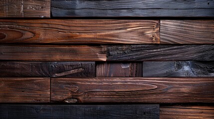 Canvas Print - Stained oak wood panel background with texture, contrasts, and space for text.