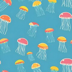 Wall Mural - Vibrant Jellyfish Pattern