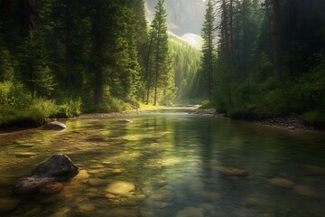 Wall Mural - river in the forest