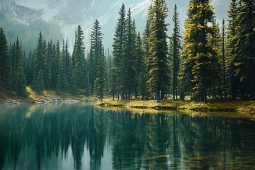 Wall Mural - lake in the woods