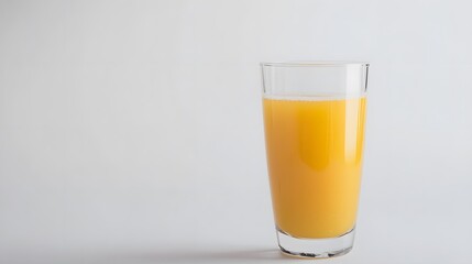 Wall Mural - A tall glass of orange juice on a white background.