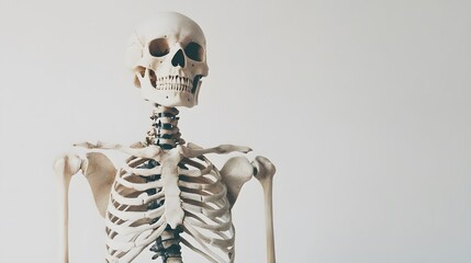 a close-up of a human skeleton with its ribcage visible.