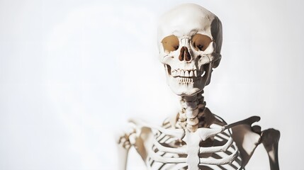 Poster - A close-up of a plastic skeleton with a slight smile.