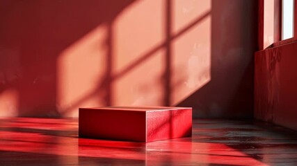 Poster - Exploring a vibrant red space with striking shadows during midday sunlight