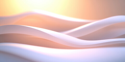 Wavy 3d style white Shapes Background with copy space and glow. Minimalistic modern backing for web presentation banner