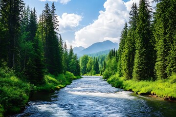 Poster - river in the woods