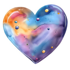 Sticker - Watercolor Blue Sky Galaxy Heart illustration isolated on white background
