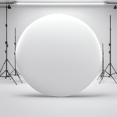 Poster - A minimalist studio setup with a large white circle as the backdrop. Perfect for product photography or as a clean, modern background.
