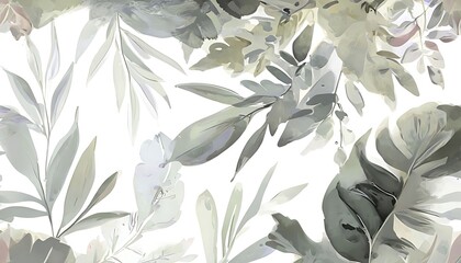 Sticker - pattern with pastel leaves