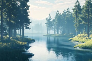 Canvas Print - lake in the forest