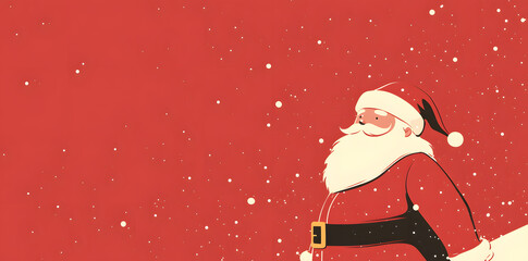 Wall Mural - Santa Claus holiday greeting card. Winter Holiday Illustration in minimal flat style with copy space for text	