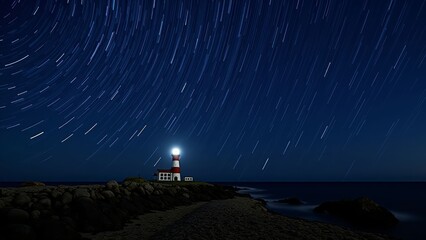 Wall Mural - Lighthouse Against Starry Sky