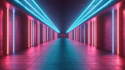 Canvas Print - Neon Lights Corridor