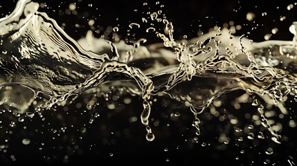 Water splashing in a dark background with blurred lights.