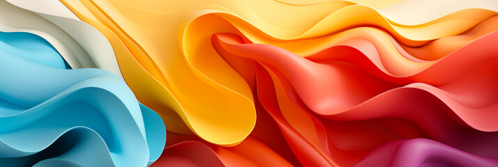 Poster - Vibrant Abstract Waves Background Portraying Unity, Diversity, and Prosperity in Harmonized Colors