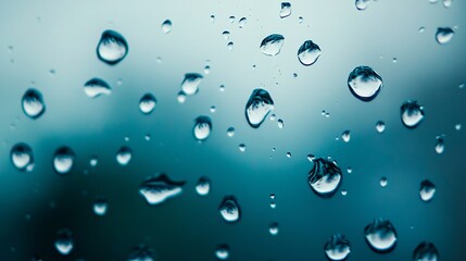 Poster - Abstract Close-Up of Water Droplets on Glass Surface
