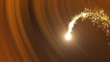 Poster - Animation of glowing shooting star flying over brown trail background