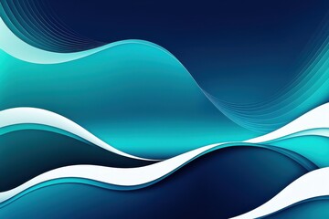 Wall Mural - Abstract wavy design with gradients in blue and teal tones, ideal for backgrounds.