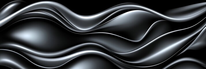 Poster - The artwork features mesmerizing black waves that intertwine, forming an elegant and dynamic abstract visual on a dark backdrop