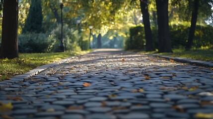 Canvas Print - Cobblestone Path Through a Park