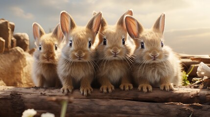 groupe de lapins debout sur leurs pattes - fond transparent