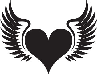 Wall Mural - Heart with wings vector black silhouette design for T-Shirt