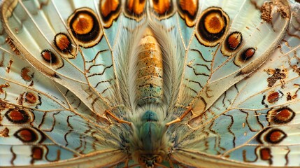 Wall Mural - Close up of a butterfly's wings showing intricate details.