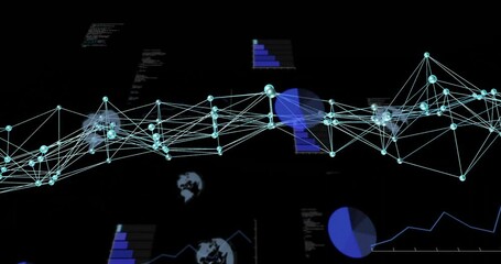 Poster - Animation of dna strand, data processing over scope scanning on black background