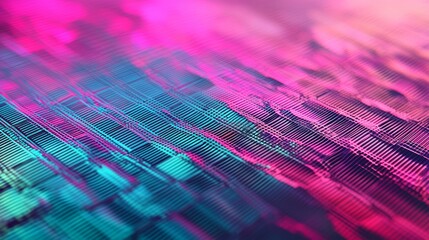 Poster - Mesmerizing neon lights on textured surface create a modern, futuristic pattern with a shiny metallic look. Perfect for music, tech, or communication projects
