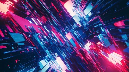 Poster - Mesmerizing futuristic technology background with pink and blue hues, evoking innovation and modernity. Vibrant colors, shapes, and lights hint at the future