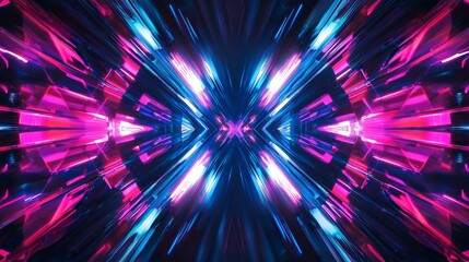 Poster - Pink and blue neon lights are forming a futuristic tunnel with reflection effects, perfect for any project that needs a futuristic and technological look