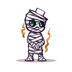 Cute Cartoon Mummy with Flames