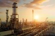 © QITIAN - Industrial landscape at sunset, showcasing refineries and smokestacks.