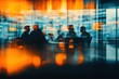 © ryker - A group of people are in business meeting inside modern office, surrounded by vibrant colors and reflections, creating dynamic atmosphere.