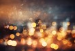 © Nipon - a blurred, bokeh-filled photograph of a cityscape at night, with a warm, golden glow from the lights creating a festive and atmospheric effect.