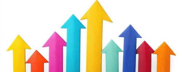 Poster - Colorful graph with arrows pointing upwards representing business growth and success