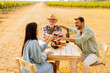 © BGStock72 - oyful gathering in a sunlit vineyard with friends savoring wine and fresh produce on a warm afternoon in the countryside