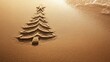 © Kenny - Sandy christmas tree on sunlit beach with ocean waves