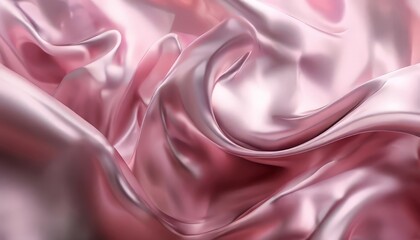 close-up view of a flowing, shiny pink fabric, with the fabric appearing to be made of satin or silk. The fabric has a smooth, silky texture and is adorned with a subtle pattern,