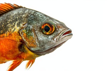 Wall Mural - Mystic portrait of Freshwater Pomfret in studio, isolated on white background