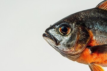 Wall Mural - Mystic portrait of Freshwater Pomfret in studio, isolated on white background