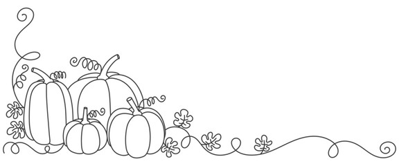 Canvas Print - Pumpkin line art style vector illustration