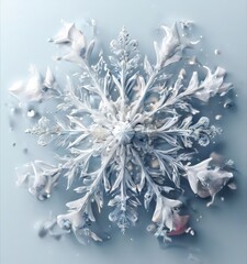 Wall Mural - A digital illustration of a snowflake with intricate details and a delicate, ethereal appearance.