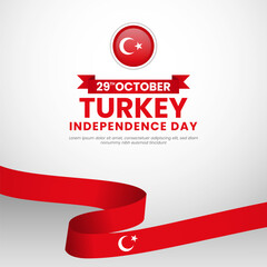 Turkey republic day 29 october, celebration square banner with red national flag Background