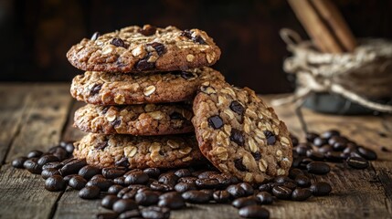 Wall Mural - Cookies coffee morning treat. Generative AI