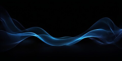 Canvas Print - dark background with a wave-like pattern of blue and white smoke or vapor, creating a sense of movement and fluidity.