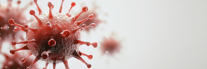 Aufkleber - Close-up 3D illustration of the red monkeypox virus on a white background depicting Mpox outbreak and transmission risk