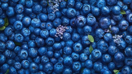 Sticker - Fresh blueberries background. Generative AI